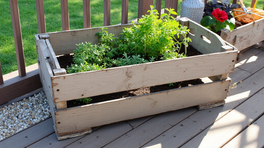 transform wooden crates into planters