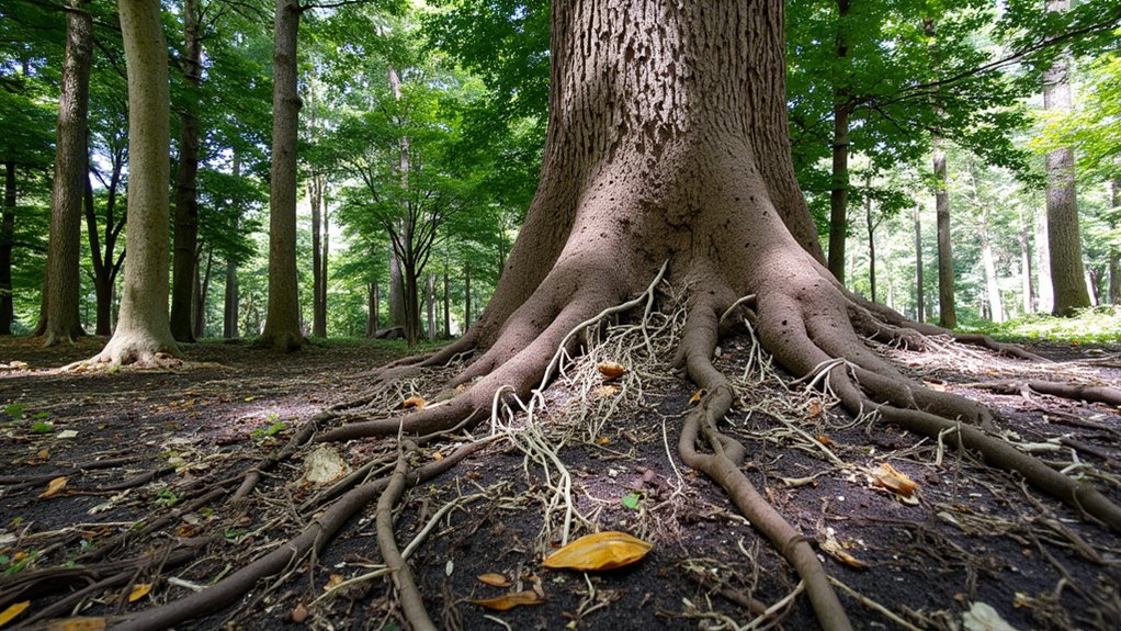trees connected through fungi