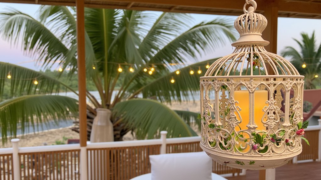 tropical birdcage lantern decor