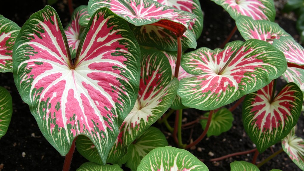 vibrant shade loving caladiums