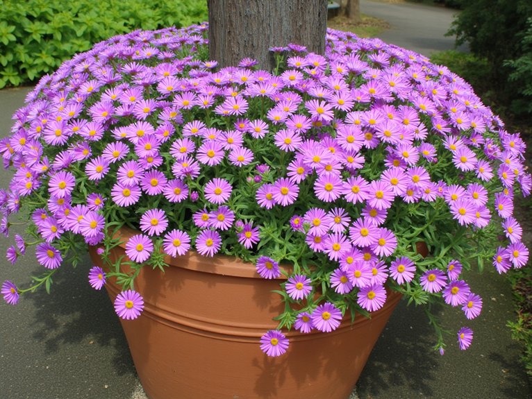 asters colorful container garden stars