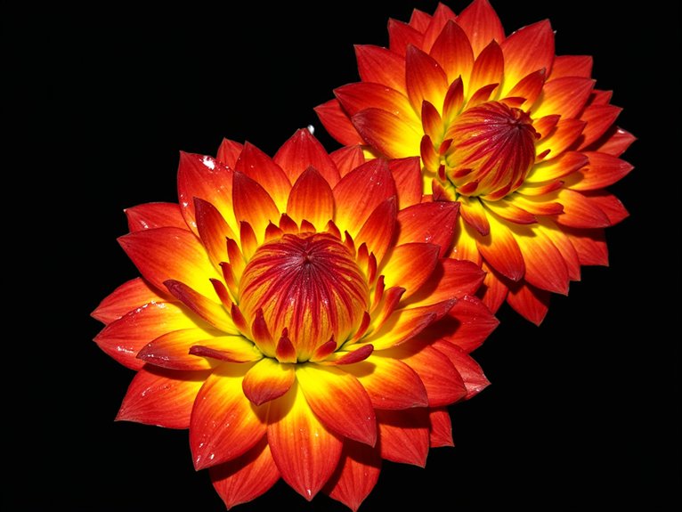 bold red and yellow dahlias
