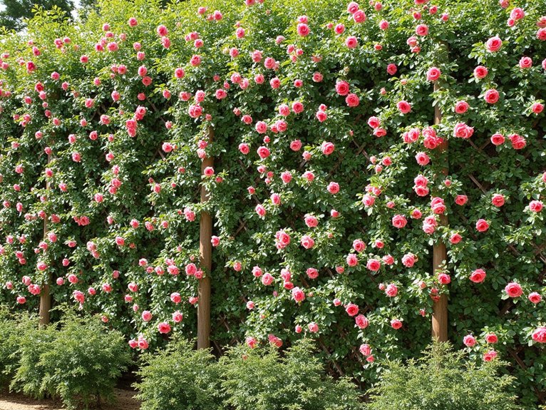 dense rose hedge planting