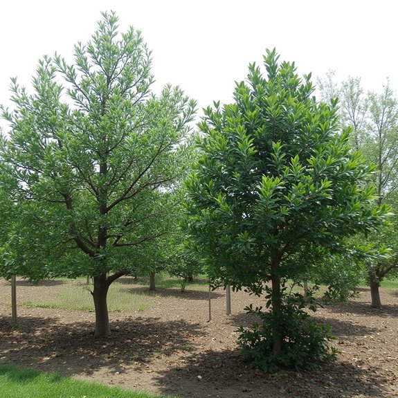peach and apple tree sizes