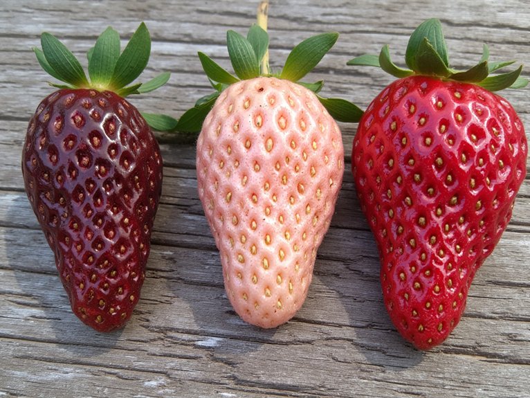 purple and pink strawberries