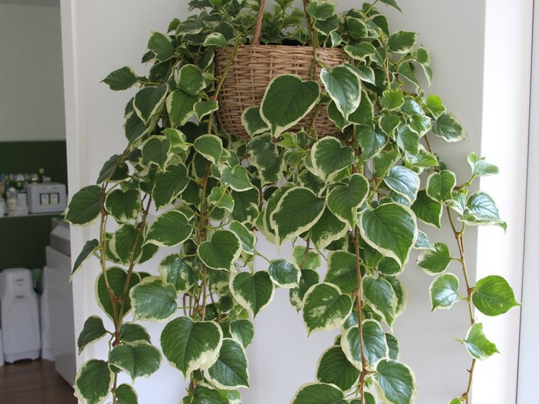 silver variegated heart shaped leaves