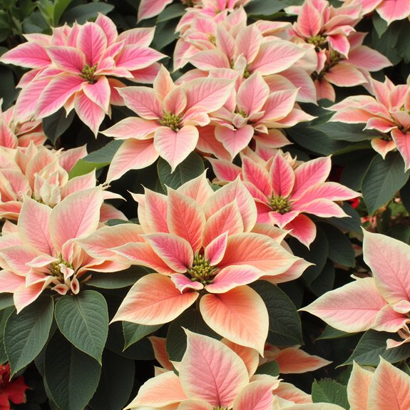 soft pink coral poinsettias
