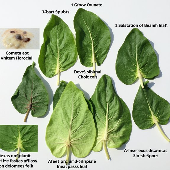 spinach leaf discoloration causes