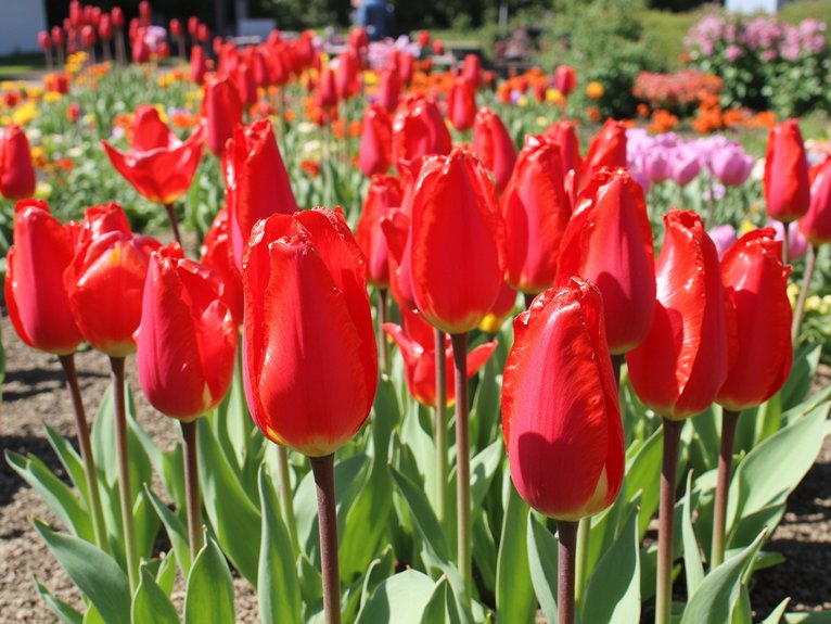 striking red tulip display