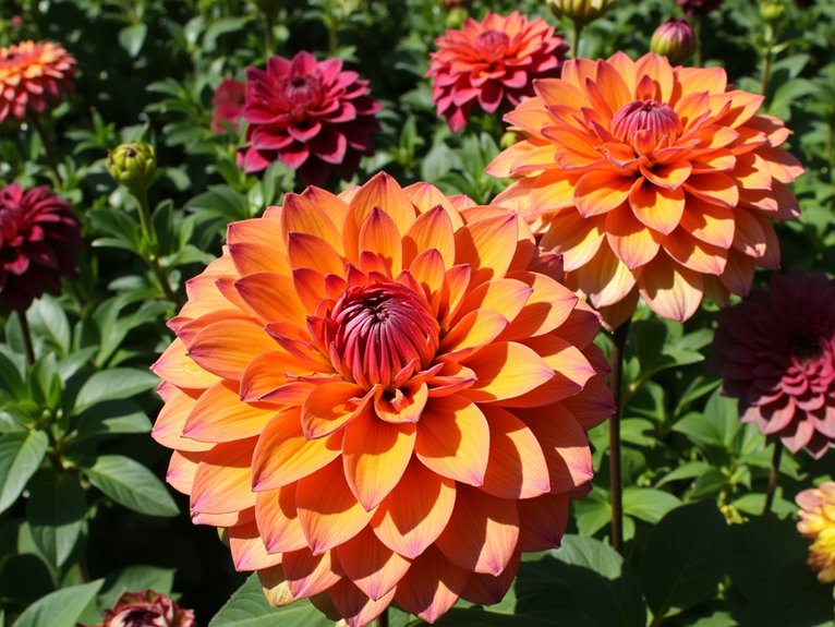 vibrant colors of dahlias