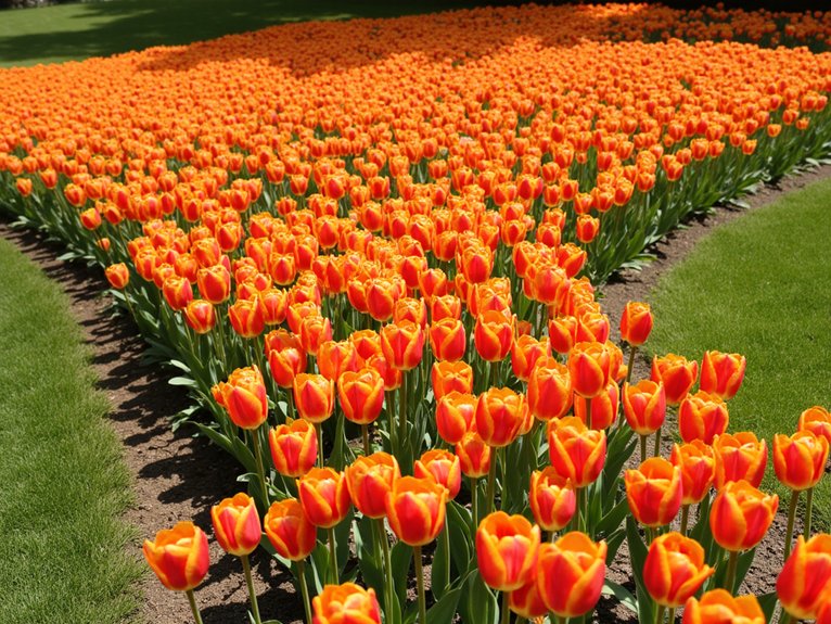 vibrant orange tulip displays